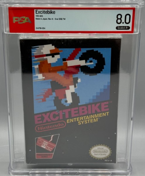 Excitebike Nintendo NES Oval SOQ Rev-A Sealed New PSA 8.0 A+ Graded